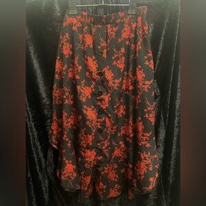 Black And Red Floral Maxi Skirt